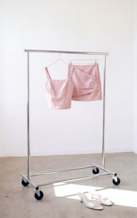 Leather Tank Top With Dropped Straps Pink